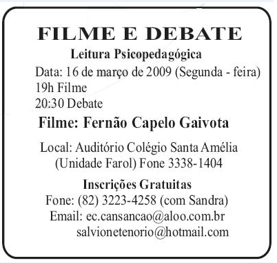 Filme e debate – Fernão Capelo Gaivota (2009)